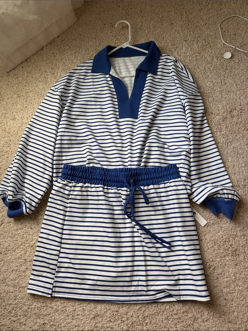 Women’s Blue & White Striped matching skort set